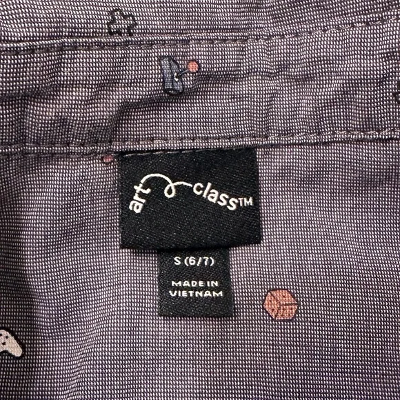 Art Class Button Up Shirt Boys Gray Video Games Short Sleeve, size S 6/7 - Picture 2 of 5